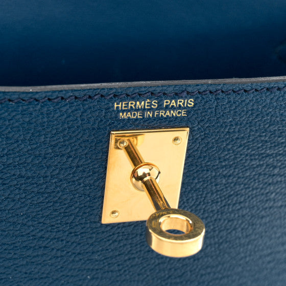 HERMES Chevre Mysore Mini Kelly Sellier 20 Bleu Saphir