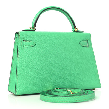 HERMES Chevre Mysore Mini Kelly Sellier 20 Vert Comics