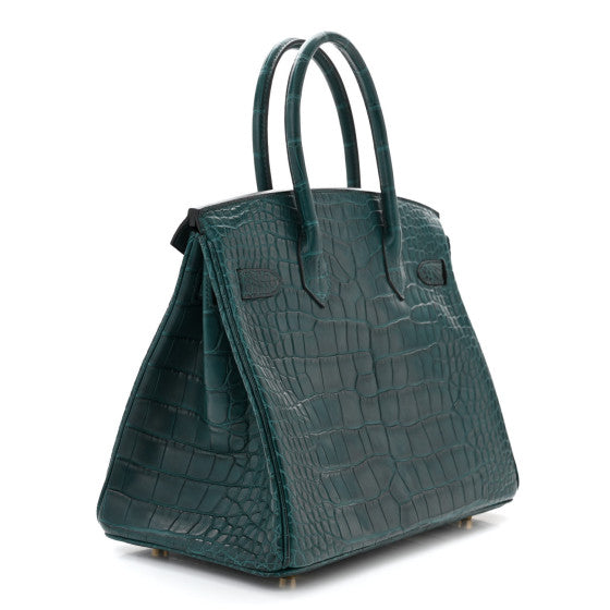 HERMES Matte Alligator Birkin 30 Vert Cypress