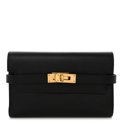 HERMES Epsom Medium Kelly Wallet Black