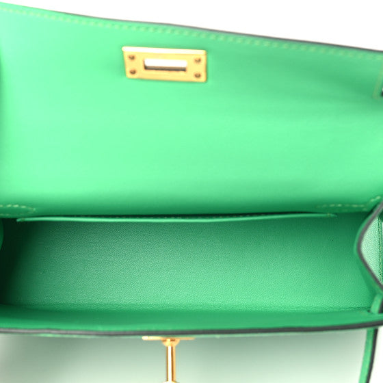 HERMES Chevre Mysore Mini Kelly Sellier 20 Vert Comics