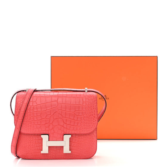 HERMES Matte Alligator Constance 18 Bougainvillea