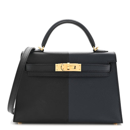 HERMES Epsom Casaque Mini Kelly Sellier 20 Black Bleu Indigo Rouge Grenat