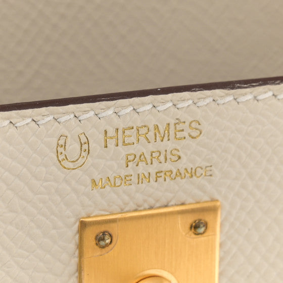 HERMES Epsom Bi-Color Horseshoe Kelly Sellier 25 Craie Gold