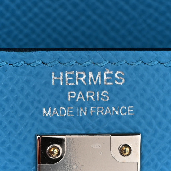 HERMES Epsom Kelly Sellier 25 Bleu Frida