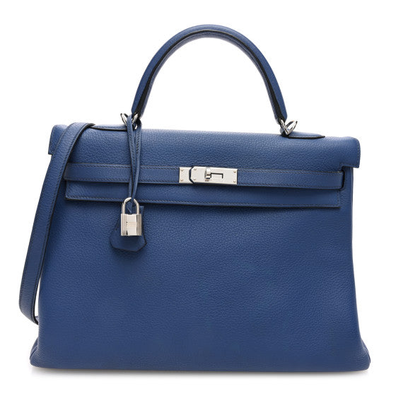 HERMES Togo Kelly Retourne 35 Bleu Brighton