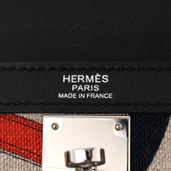 HERMES Swift Toile De Camp Cavalcadour Kelly Sellier 32 Black