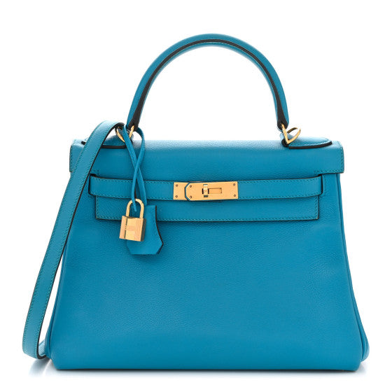 HERMES Evercolor Kelly Retourne 28 Bleu Zanzibar