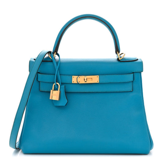 HERMES Evercolor Kelly Retourne 28 Bleu Zanzibar