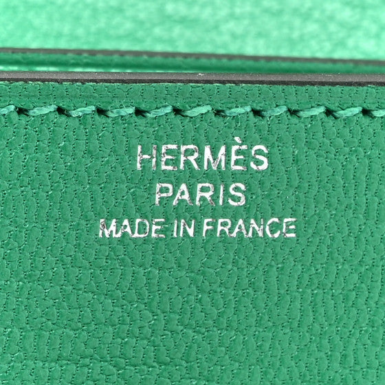 HERMES Chevre Chamkila Kelly Pocket Long Wallet Menthe