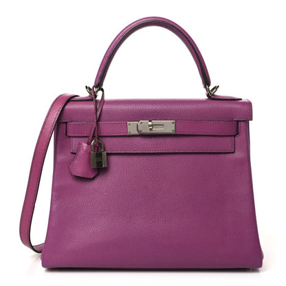 HERMES Chevre Mysore Kelly Retourne 28 Cyclamen