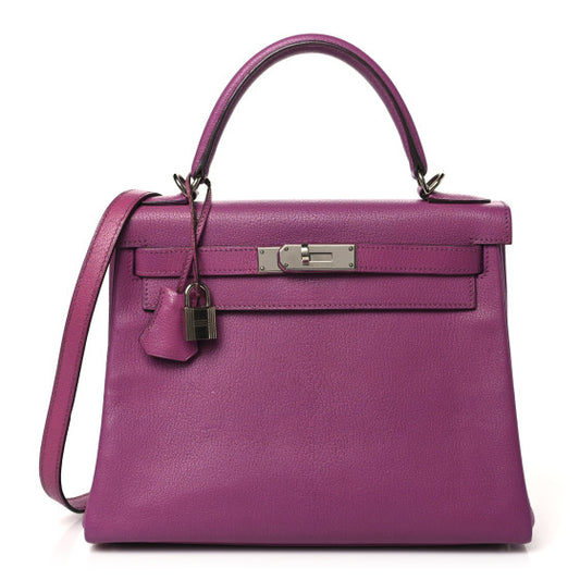 HERMES Chevre Mysore Kelly Retourne 28 Cyclamen