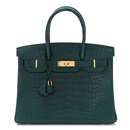 HERMES Matte Alligator Birkin 30 Vert Cypress