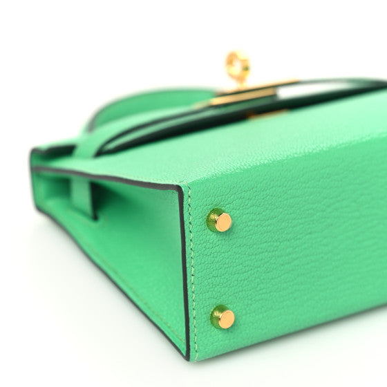 HERMES Chevre Mysore Mini Kelly Sellier 20 Vert Comics