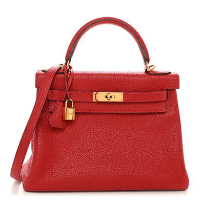 HERMES Togo Kelly Retourne 28 Rouge Casaque