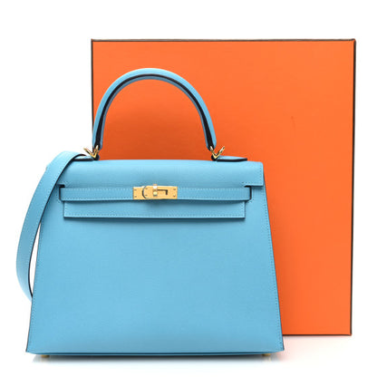 HERMES Madame Calfskin Kelly Sellier 25 Bleu du Nord