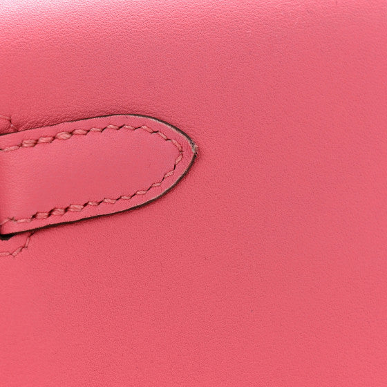 HERMES Swift Kelly Cut Clutch Pochette Rose Azalee