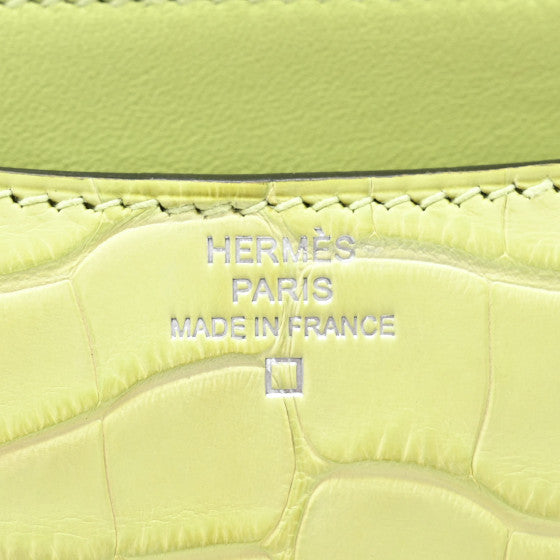 HERMES Matte Alligator Constance 18 Jaune Bourgeon