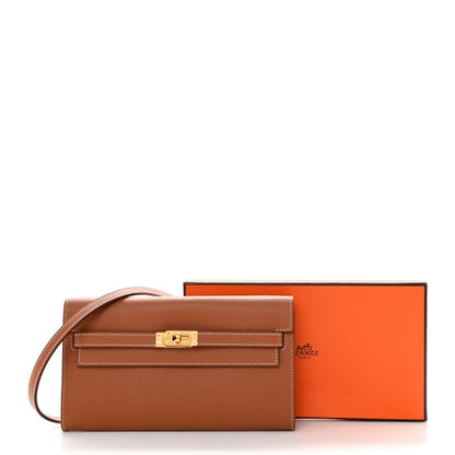 HERMES Evercolor Kelly Wallet To Go Gold