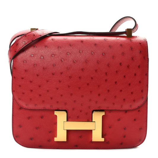 HERMES Ostrich Constance 24 Rouge Vif