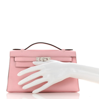 HERMES Swift Kelly Pochette Clutch Rose Sakura