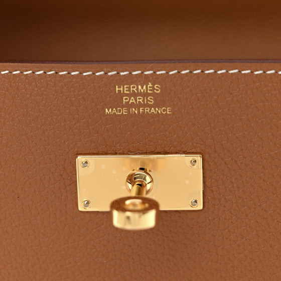 HERMES Evercolor Kelly Wallet To Go Gold