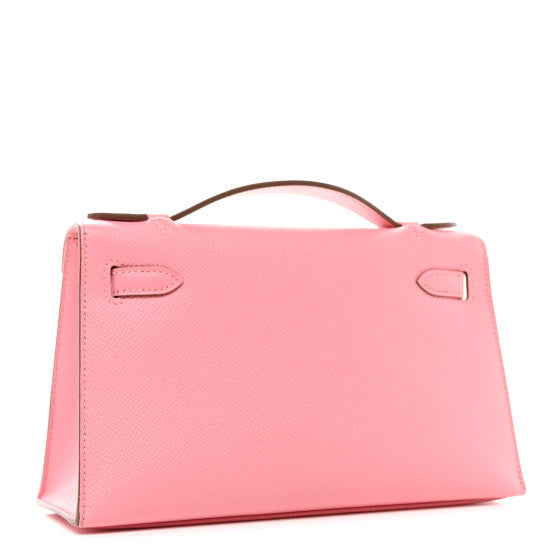 HERMES Epsom Kelly Pochette Clutch Rose Confetti