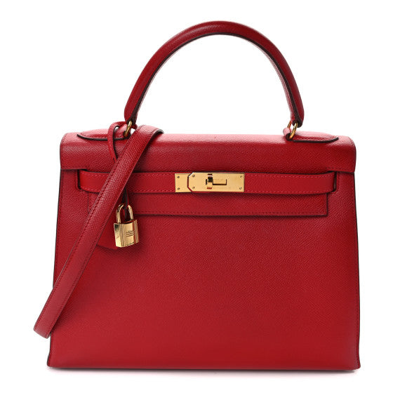 HERMES Courchevel Kelly Sellier 28 Rouge Vif