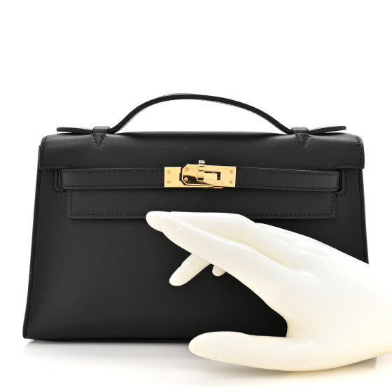 HERMES Swift Kelly Pochette Clutch Black