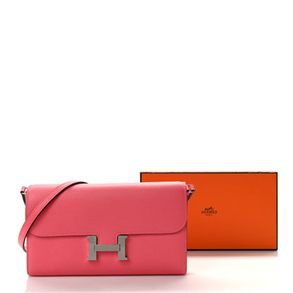 HERMES Evercolor Constance Wallet To Go Rose Azalee