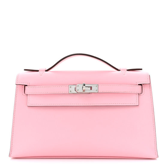 HERMES Swift Kelly Pochette Clutch Rose Sakura