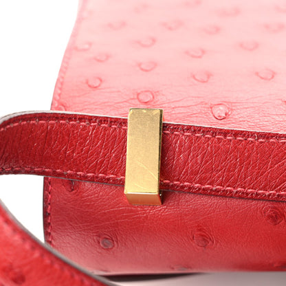 HERMES Ostrich Constance 24 Rouge Vif