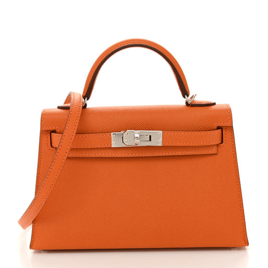 HERMES Epsom Mini Kelly Sellier 20 Orange