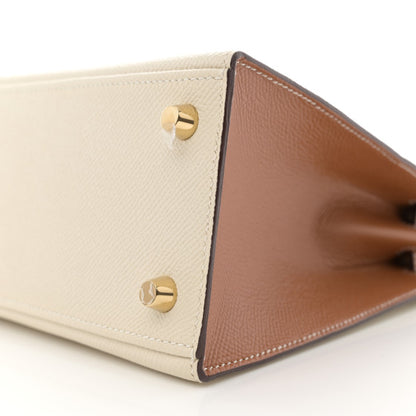 HERMES Epsom Bi-Color Horseshoe Kelly Sellier 25 Craie Gold