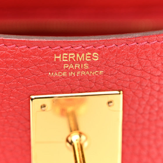 HERMES Togo Kelly Retourne 28 Rouge Casaque