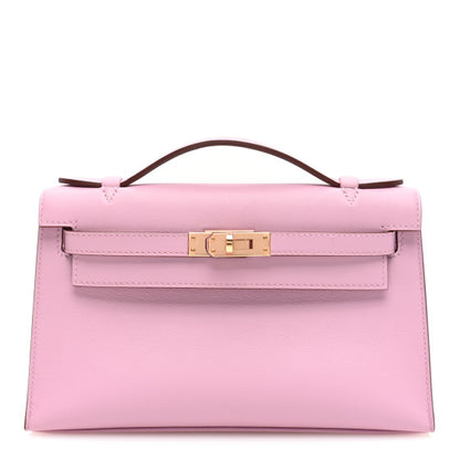 HERMES Swift Kelly Pochette Clutch Mauve Sylvestre