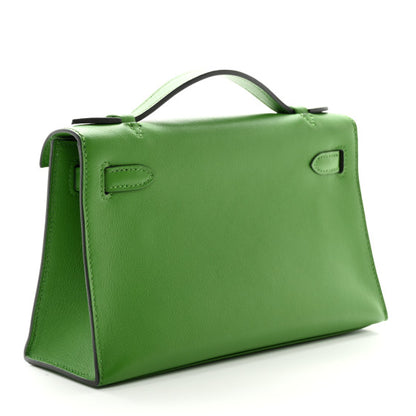 HERMES Swift Kelly Pochette Clutch Vert Yucca