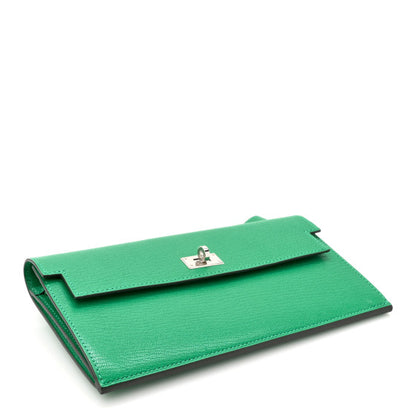 HERMES Chevre Chamkila Kelly Pocket Long Wallet Menthe