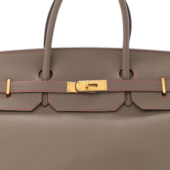 HERMES Togo Horseshoe Birkin 40 Etoupe Rouge H