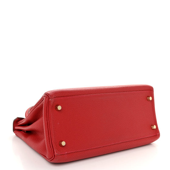 HERMES Togo Kelly Retourne 28 Rouge Casaque