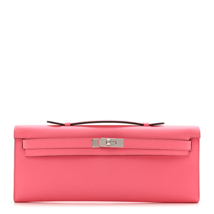 HERMES Swift Kelly Cut Clutch Pochette Rose Azalee