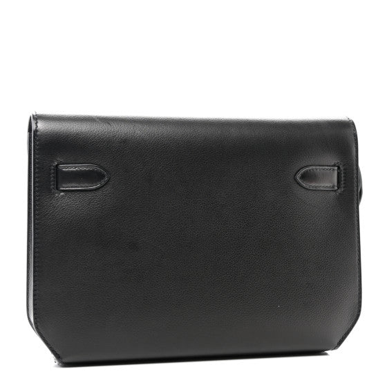 HERMES Evercolor Kelly Depeches 25 Pouch Black