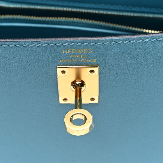 HERMES Madame Calfskin Kelly Sellier 25 Bleu du Nord