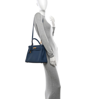 HERMES Togo Kelly Retourne 32 Bleu Saphir