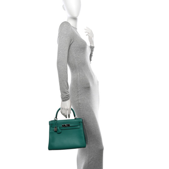 HERMES Evercolor Verso Kelly Retourne 28 Vert Verone Bleu Du Nord