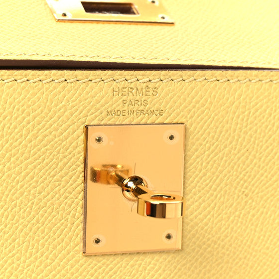 HERMES Epsom Kelly Sellier 28 Jaune Poussin