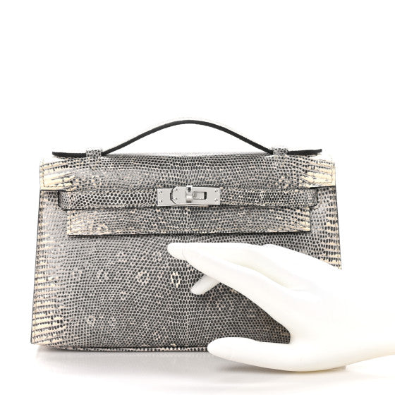 HERMES Lizard Kelly Pochette Clutch Ombre