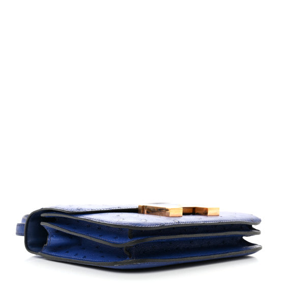 HERMES Ostrich Constance 18 Bleu Saphir