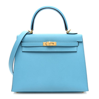 HERMES Madame Calfskin Kelly Sellier 25 Bleu du Nord