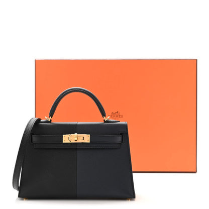 HERMES Epsom Casaque Mini Kelly Sellier 20 Black Bleu Indigo Rouge Grenat